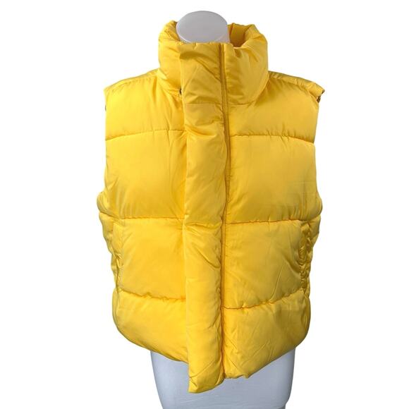 Urban Outfitters BDG Yellow Zip Up Sleeveless Puffer Quilted Coat Vest Jacket XS - Picture 1 of 4